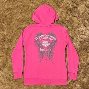 Vintage Y2K Harley Davidson Motorcylces Valapraiso Indiana Biker Hoodie Small